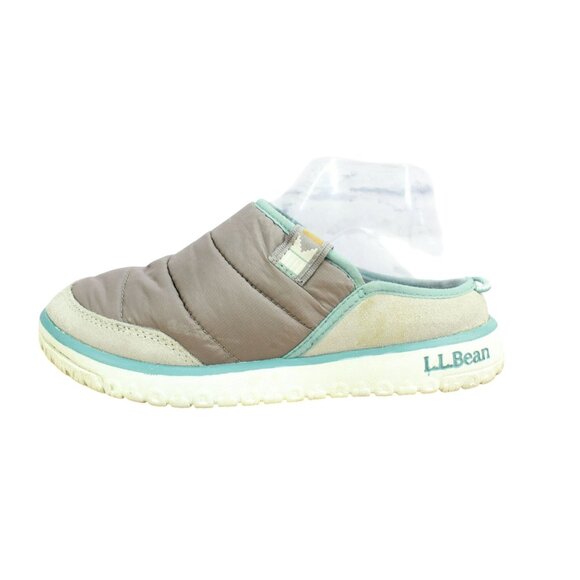 LL Bean Mountain Classic Women's Warm Gray Nylon Quilted Outdoor Slides Size 6 M - Picture 1 of 9